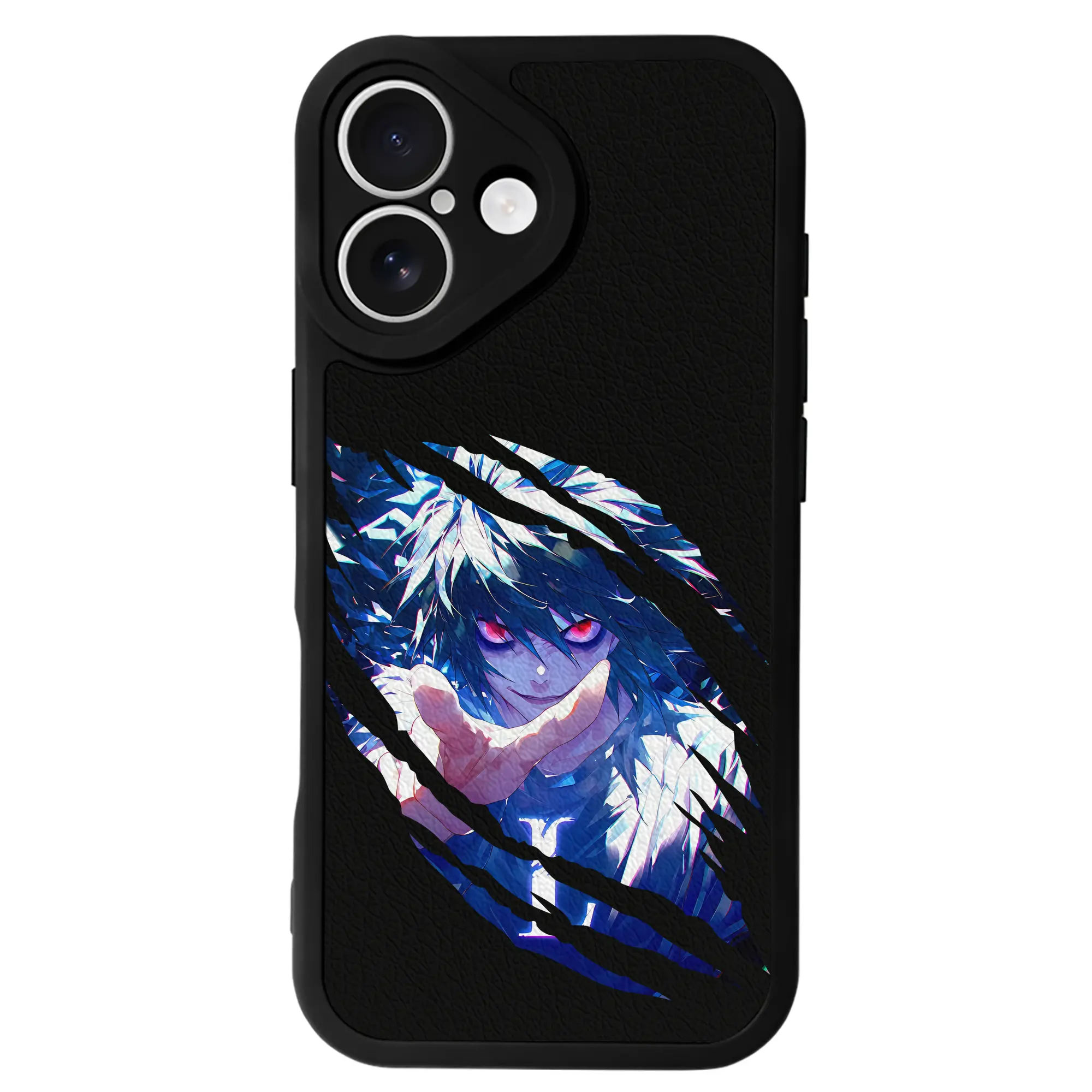 デスノート グッズ,L - IPhone 16シリーズ対応 ・ シリコンスマホケース ・ レザー調 ・ 高精度フィット ・ 耐衝撃 ・ ワイヤレス充電対応 ・ 精密カット